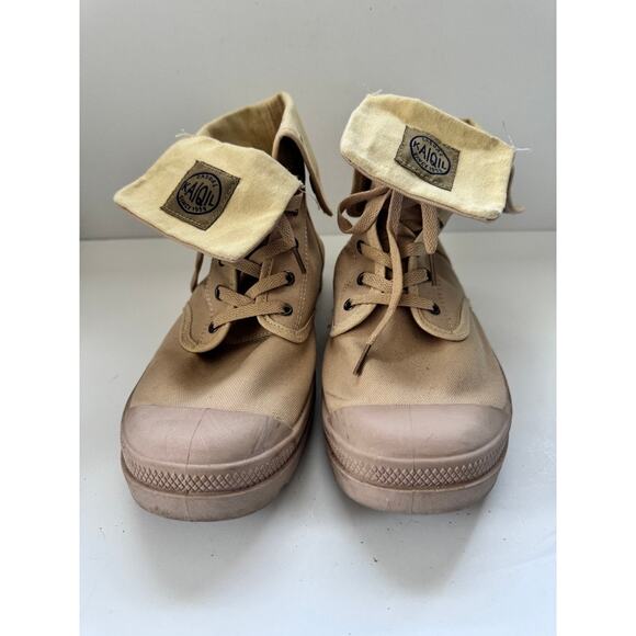 Kaiqi Casual Men’s High-Top Canvas Boots Size US 11.5–12 Beige Fold Over Combat - Picture 4 of 9